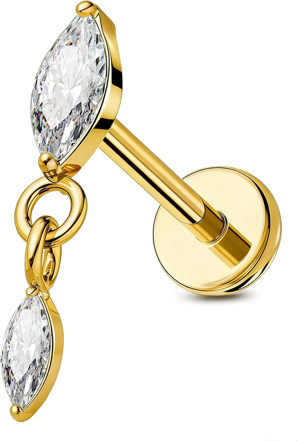 18G Pendant Helix Piercing Jewelry-Titanium Push-Pin Flat Back Cartilage Earring