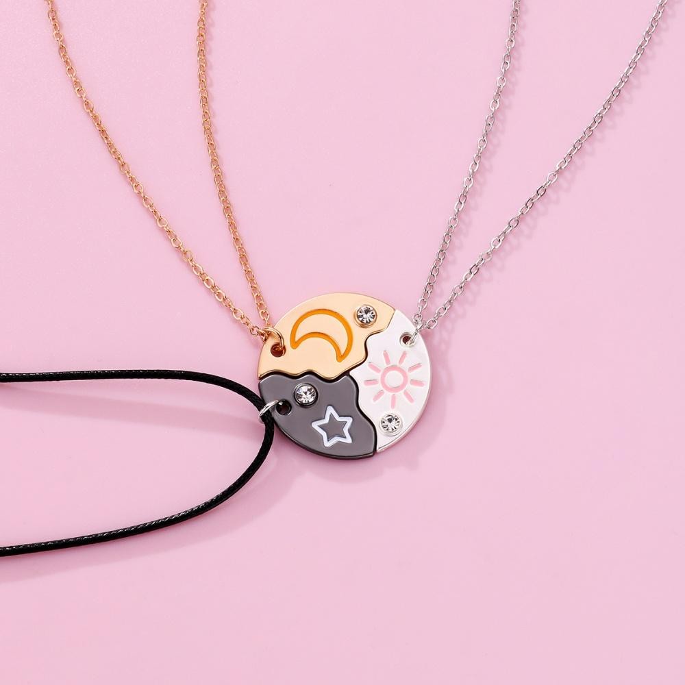 3 Pcs/set New Sun Moon Star Pendant Necklace for Women’s Best Friends Forever Fr