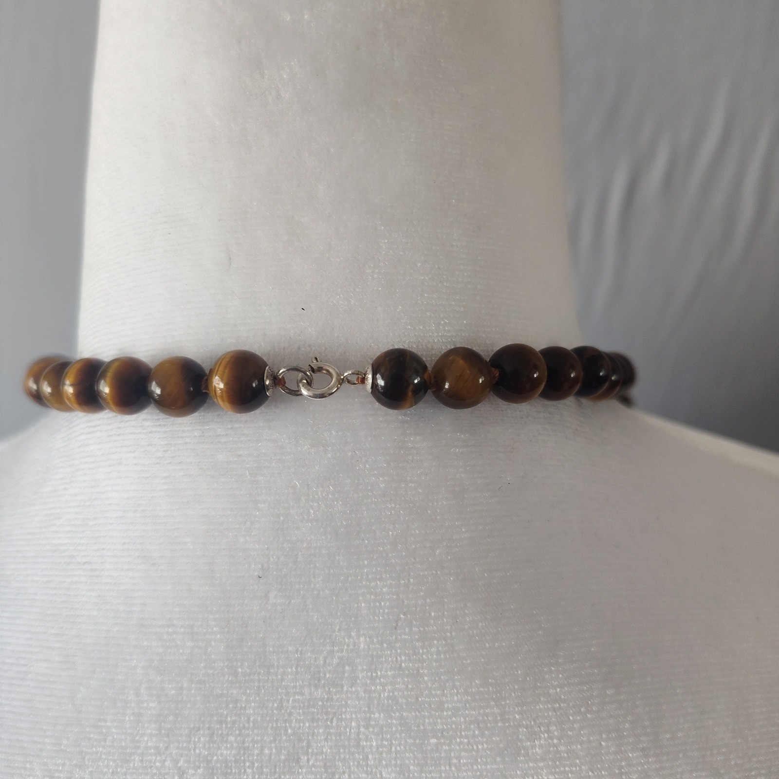 Tigers Eye Multi Strand Bib Statement Necklace Graduated Beaded Brown Gemstone