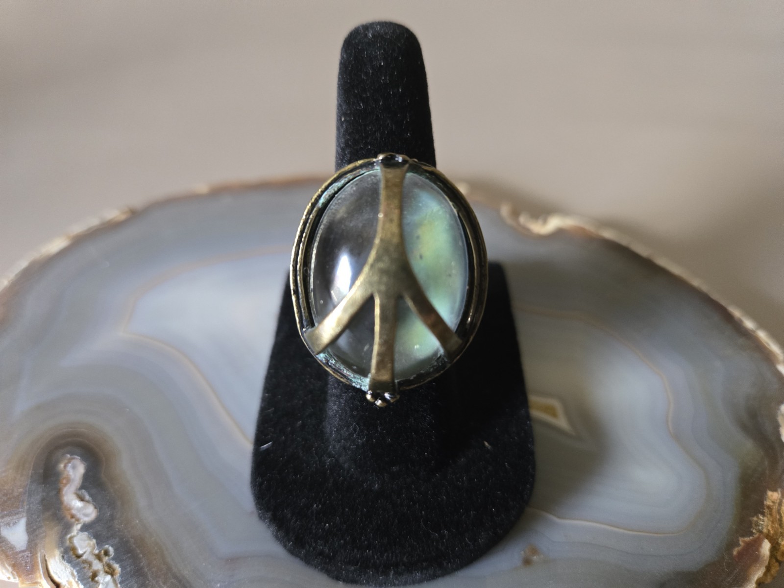 Rare New Lucky Brand Lucky You Vintage 1990s Peace Sign Mood Ring Size 5.5