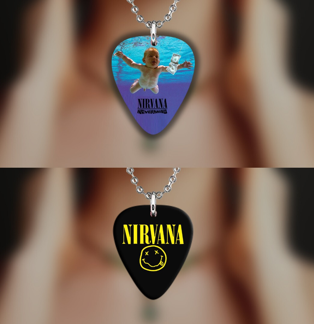 NIRVANA Guitar Pick Necklace + Bonus Guitar Pick.