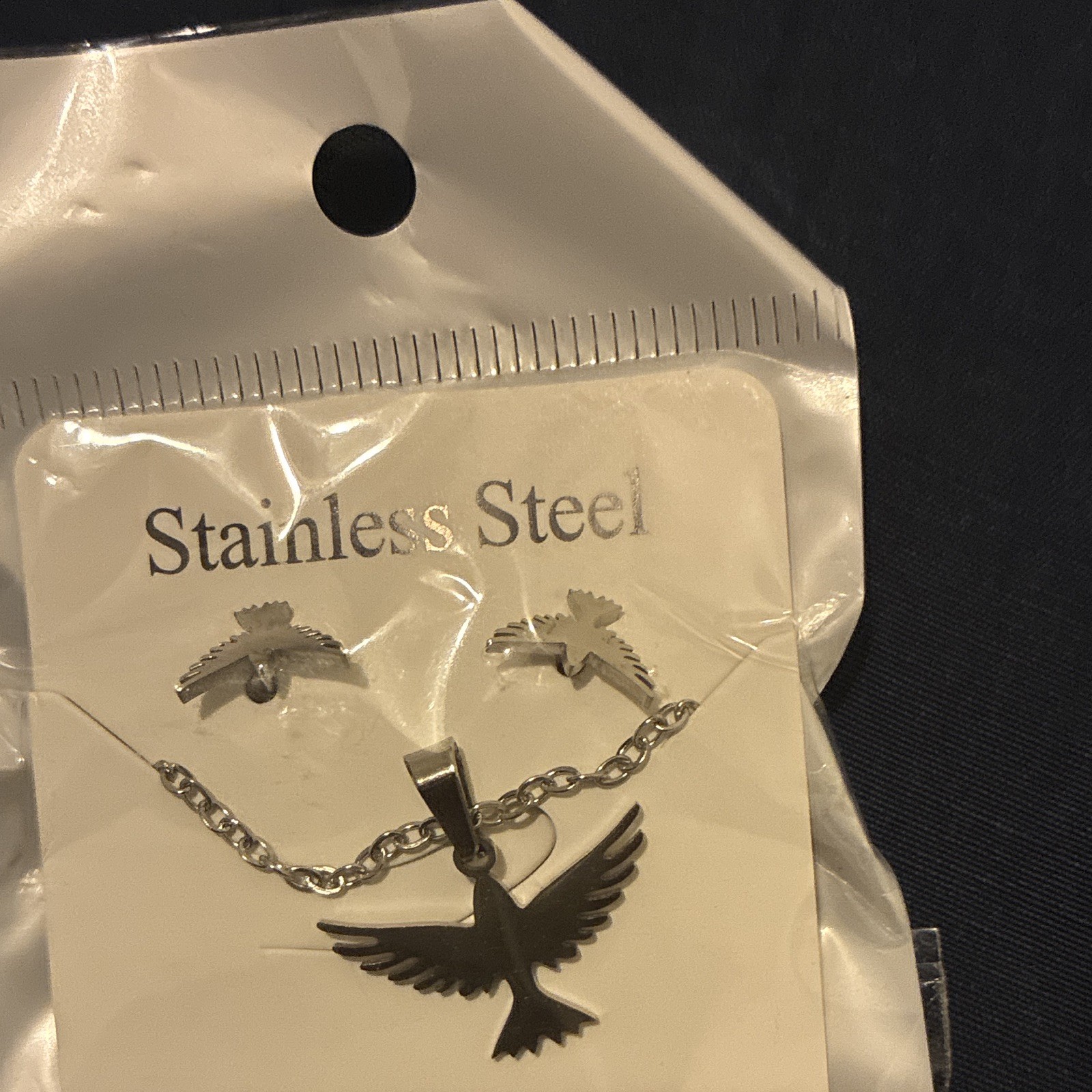Silver Stainless Steel Cable Chain Necklace Animal Charm Pendant Lobster Clasp