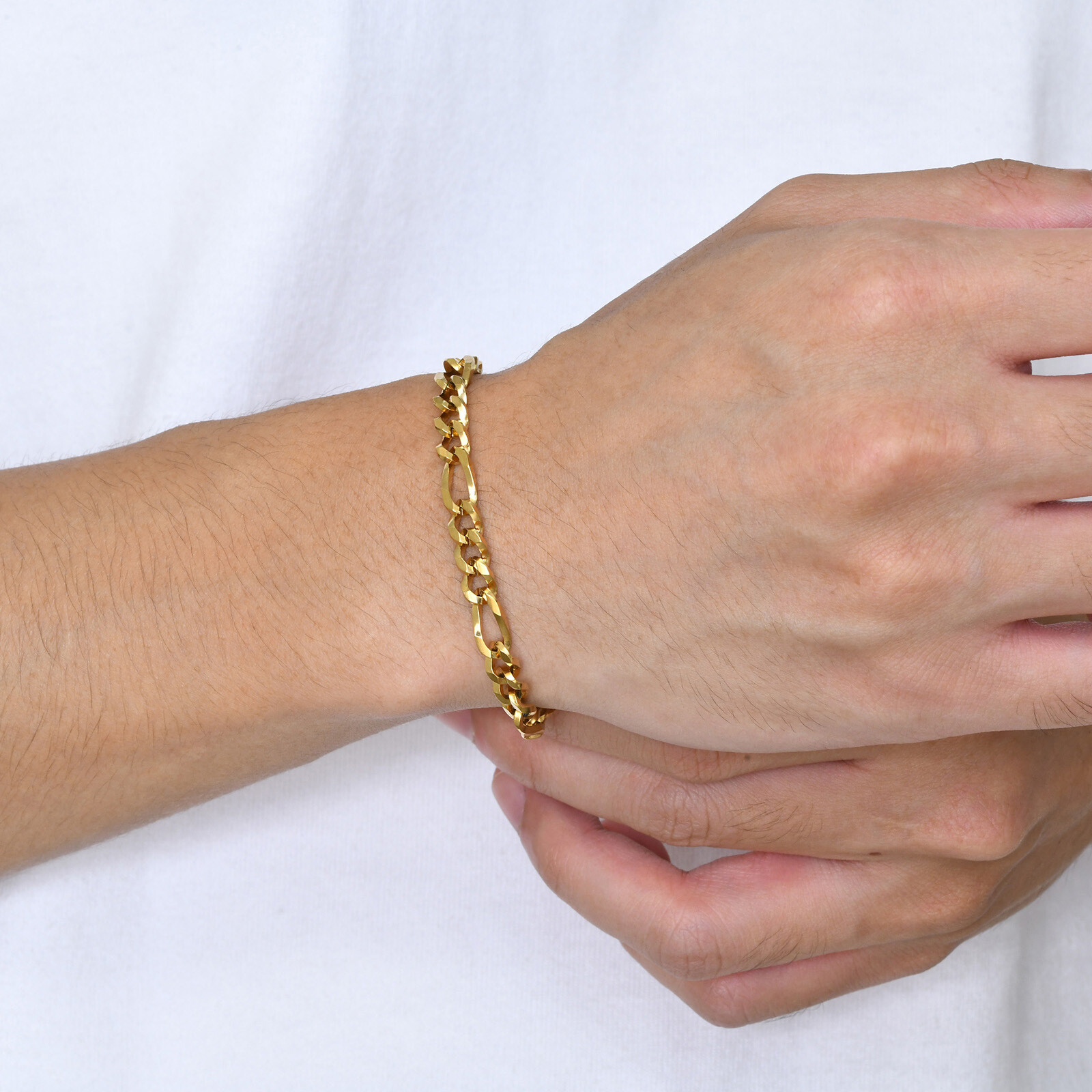 18K Gold/Silver Chain Jewelry 5.5mm Men’s Stainless Steel Bracelet 16+5cm/18+5cm