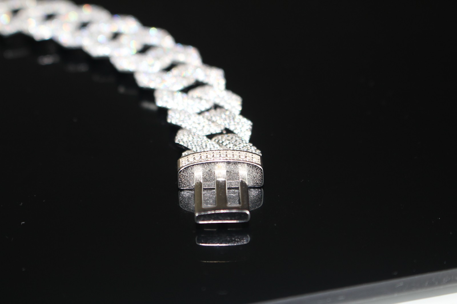 14mm Cuban Miami Prong 925 Sterling Silver Bracelet 15ct Lab Sim VVS Diamond 43g