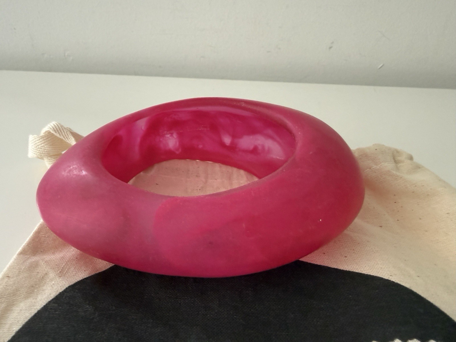 DINOSAUR DESIGNS Medium Rock Bangle Resin Bracelet – Flamingo / Wide