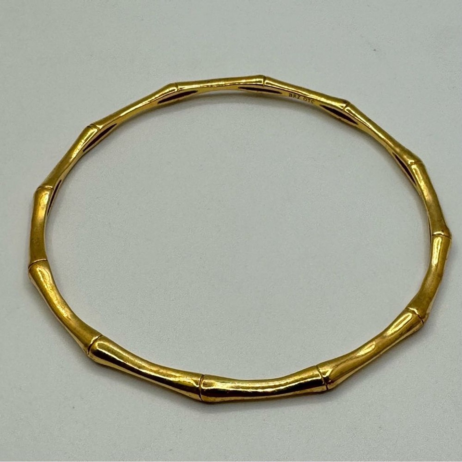Thailand Gold-Tone Bamboo Link Bracelet Signed BRZ OTC