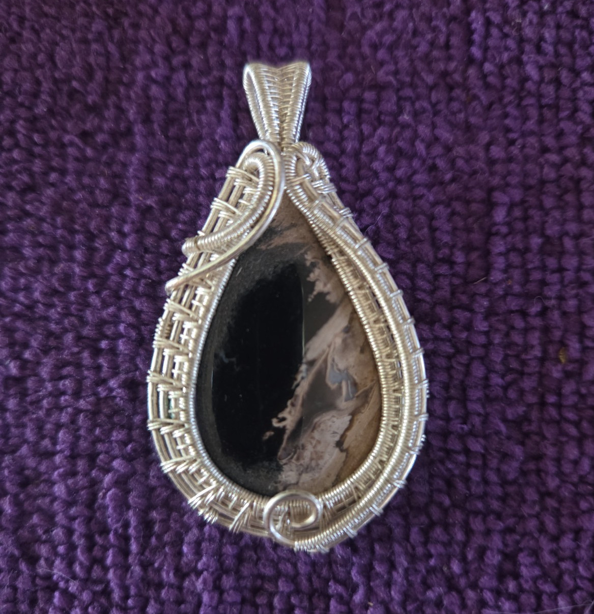 JMDean62 OOAK Palm Root Fossil Heart Wire Wrapped Pendant Handmade Natural Gemst