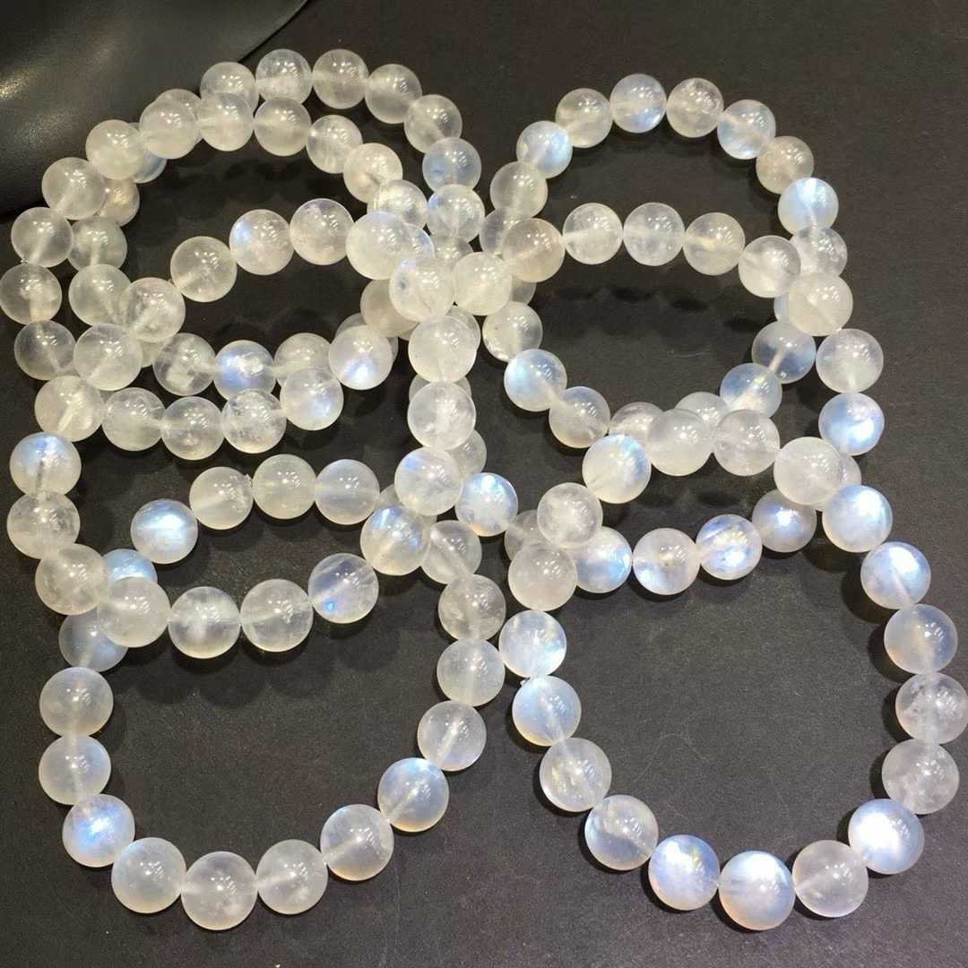 Natural moonstone Quartz Crystal Round Beads bracelet AAAAA