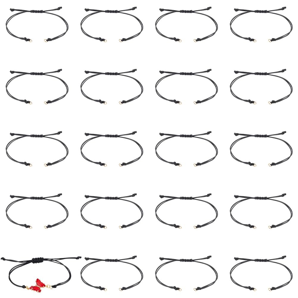 about 30Pcs Waxed Polyester Cord Bracelets Semi Finished Bracelet Black Adjus…