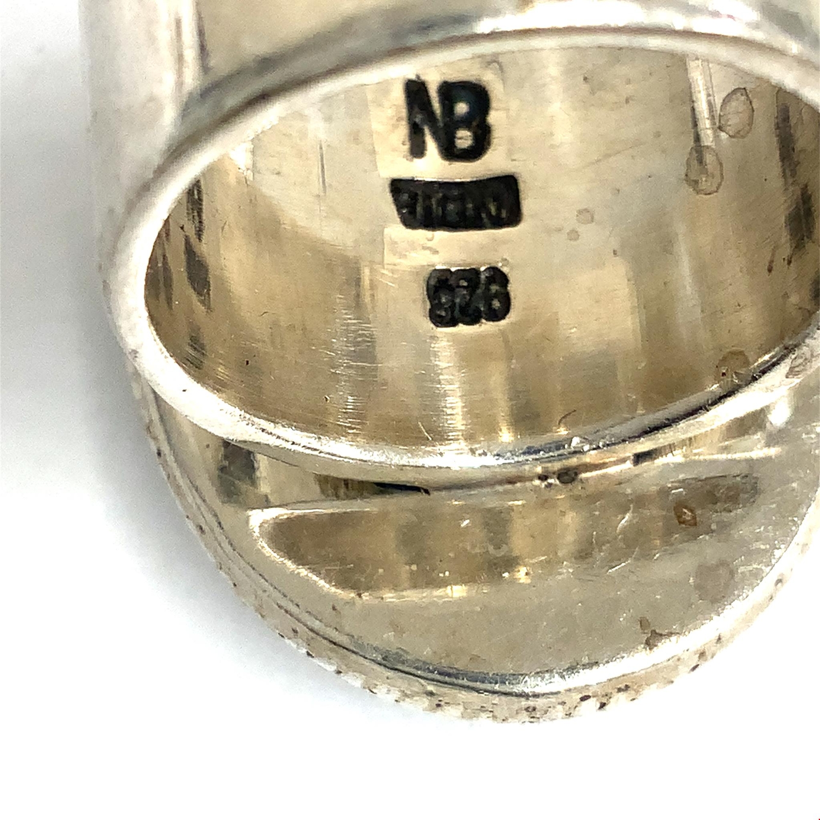 Vintage Sterling Signed 925 NB Nicky Butler India Druzy Quartz Ring Band 6 1/2