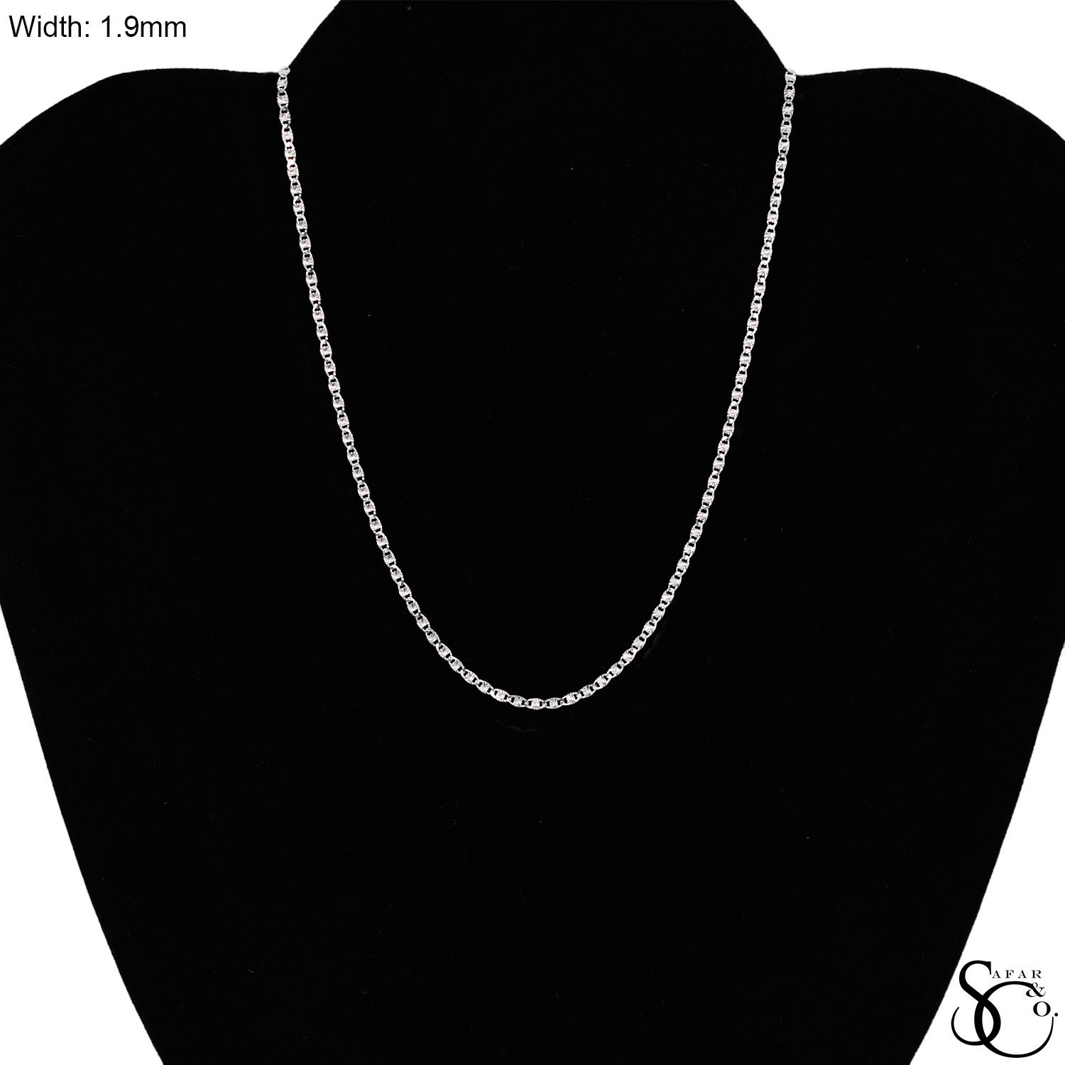 925 Sterling Silver Valentino Link Chain Necklace 18 – 24 Inches