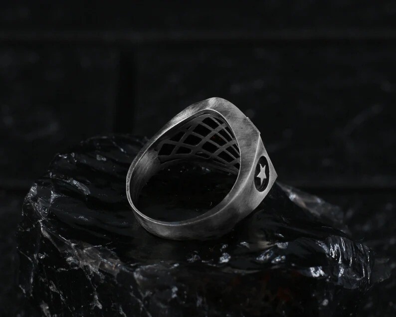 Ring USA Flag American 925 Sterling Silver Blue Red Patriotic Mens Ring