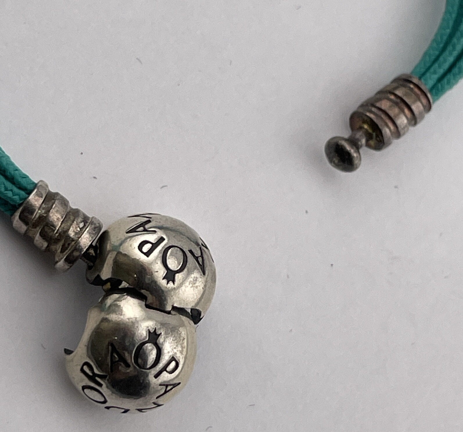 Authentic Pandora Moments Multi-Strand String Bracelet Teal ~8″ 925 ALE Ball End