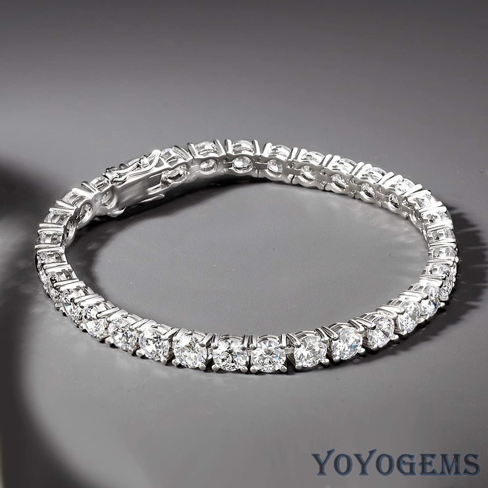 Solid 14K White Gold 7 ‘Inch Long Tennis Wedding Bracelet 6 CT Round Cut For Her