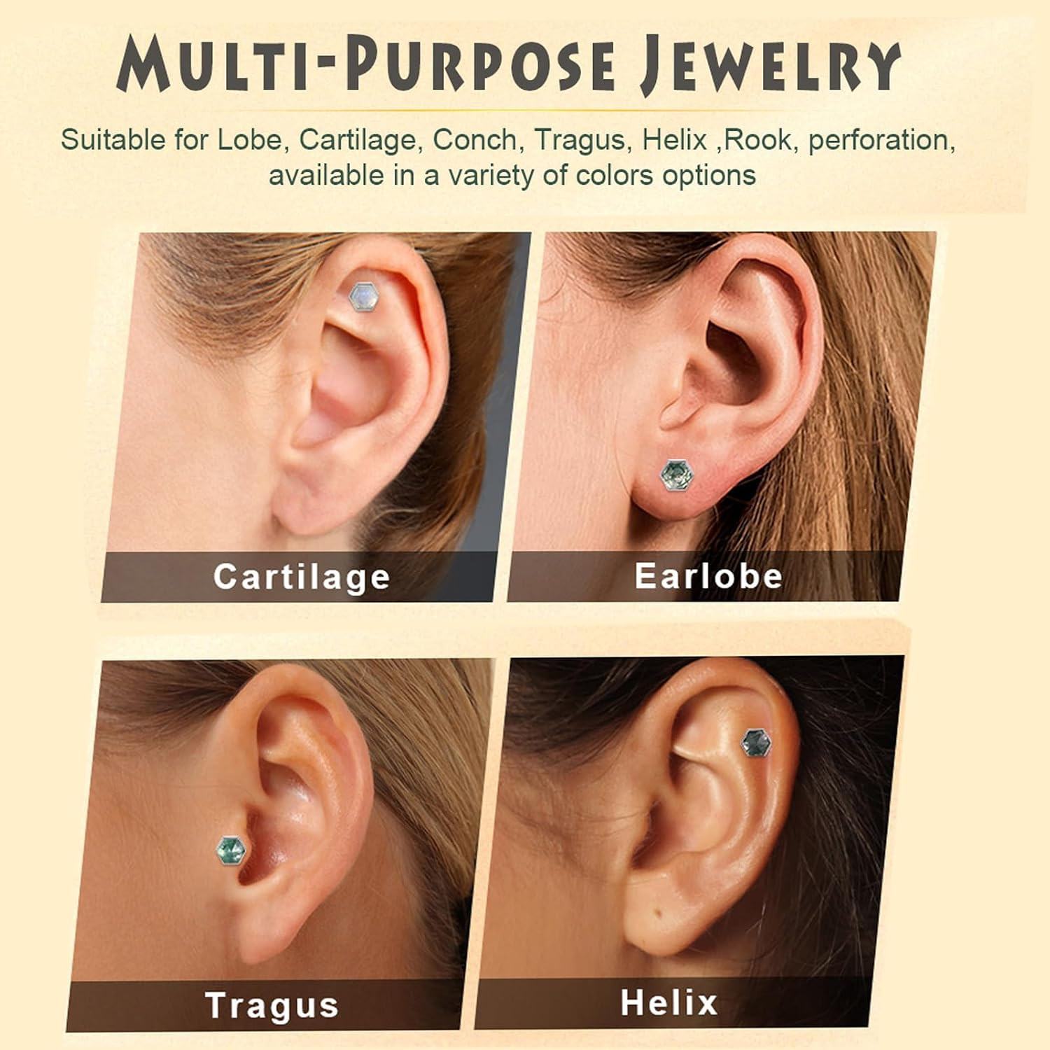 Flat Back Earrings Hypoallergenic Cartilage Earrings for Women Men Helix Tragus