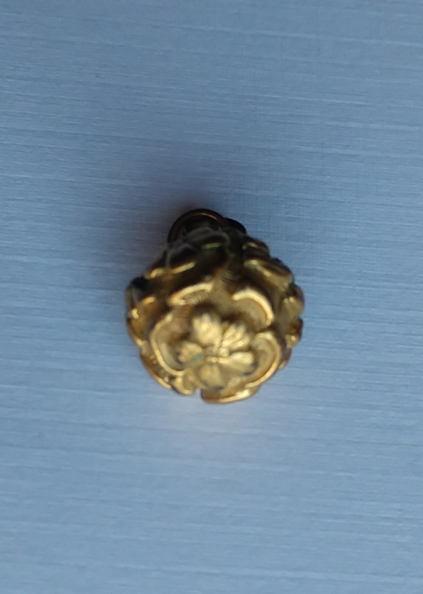 Solid Brass Charm 1/2 in Floral Ball