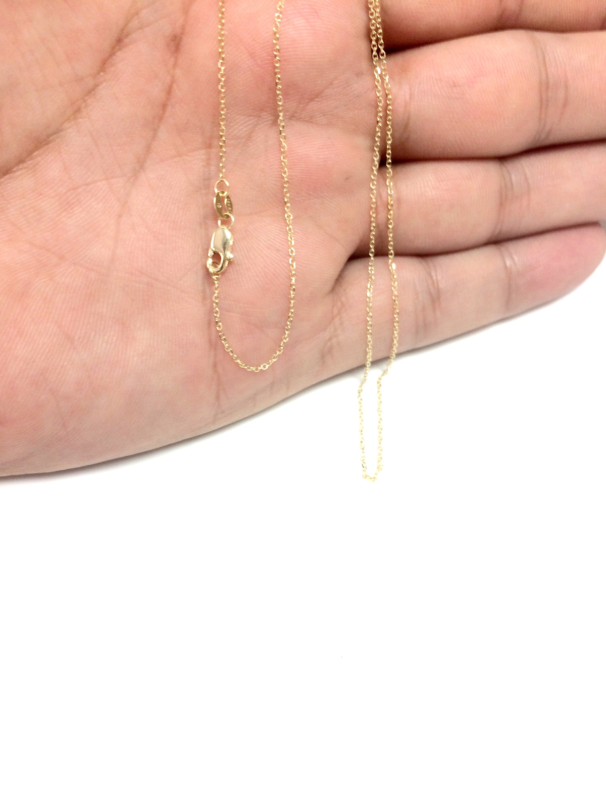 18k Yellow Real Gold Cable Link Chain Necklace, 0.7mm, 18″