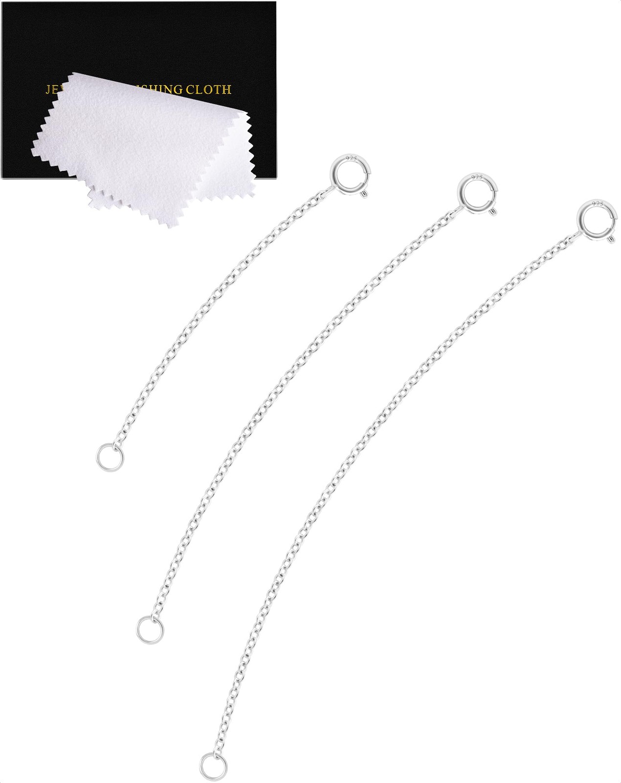 925 Sterling Silver Necklace Extender Sterling Silver Necklace Chain Extender…