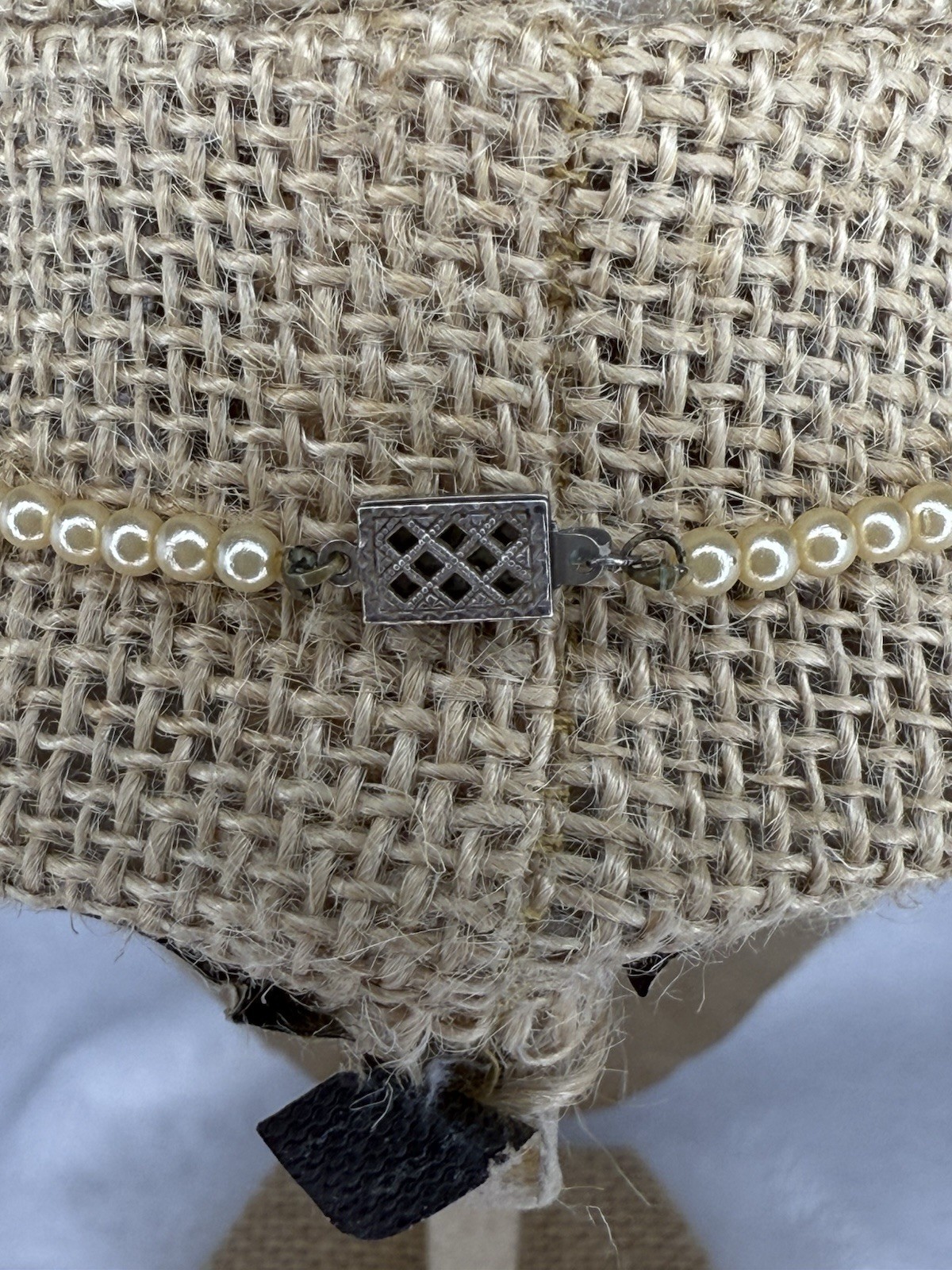 Vintage Cream Faux Pearl Graduated Necklace w Sterling Silver 925 Box Clasp