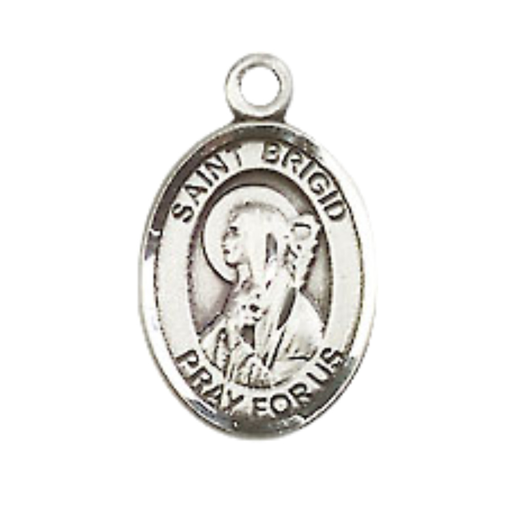 Pewter Small Saint Brigid of Ireland Medal Pendant 18″ Lobster Claw Necklace