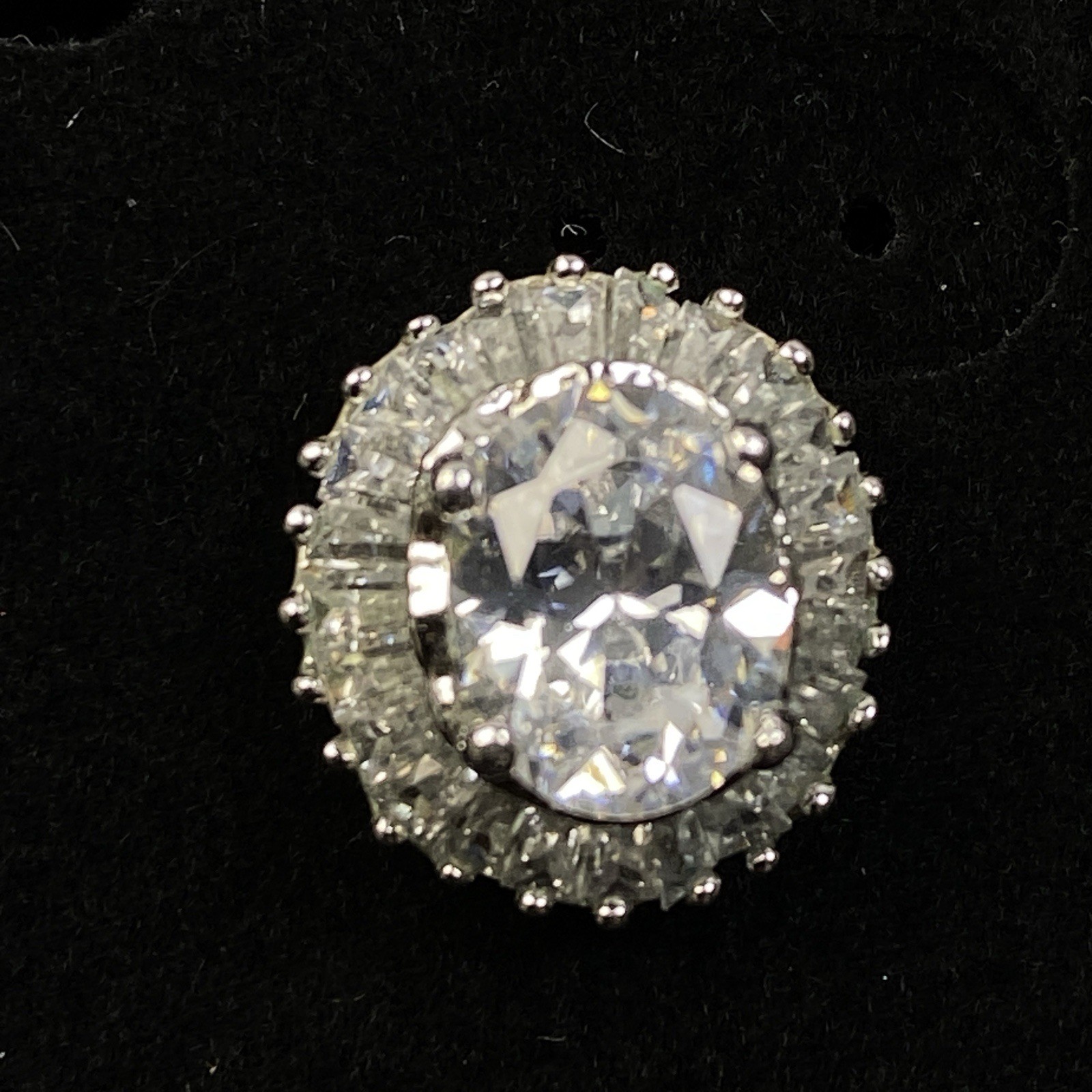 Nolan Miller Glamour Collection Post Earrings Crystal Silvertone 1/2″ x 5/8″