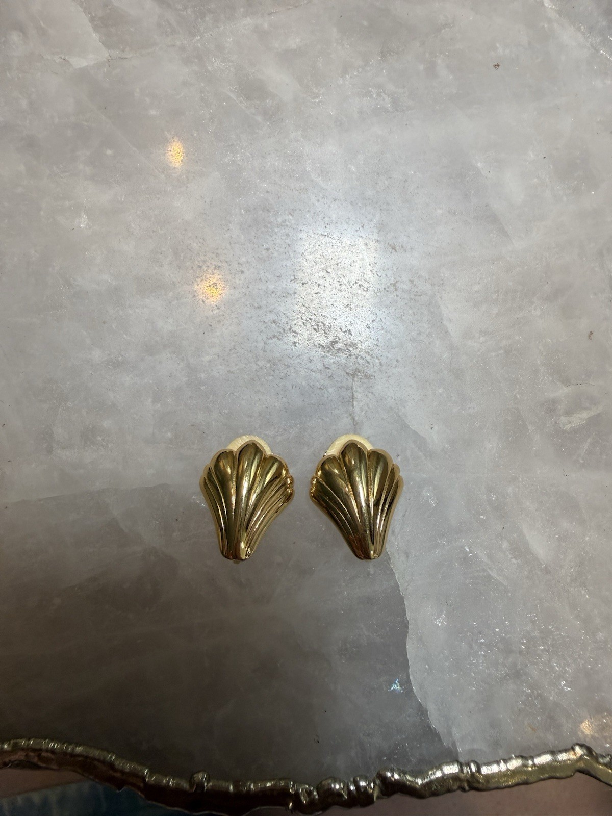 Nola miller Gold Tone Shell Clip-On Stud Earrings, Metal, Beach Theme, No Stone