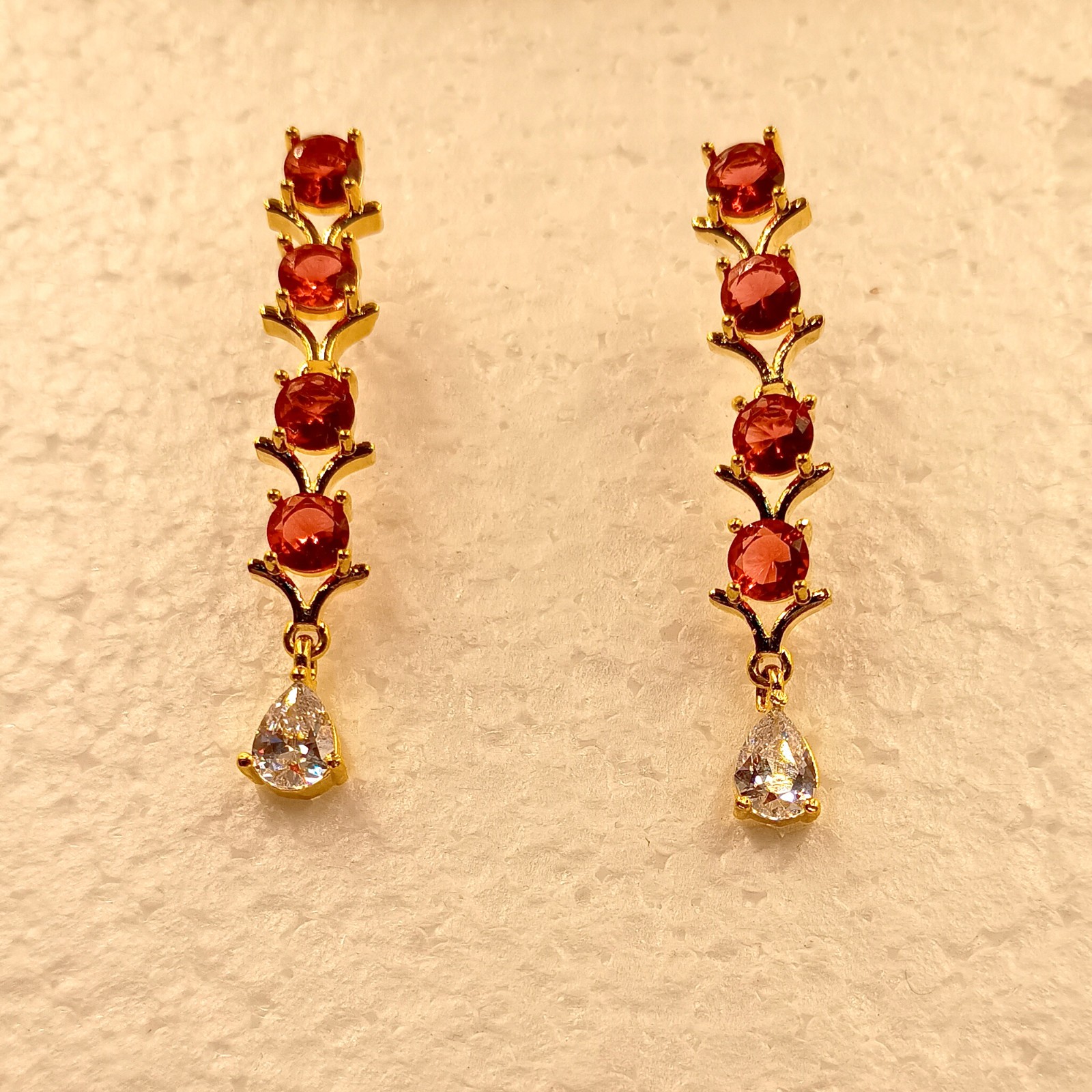 Red Garnet Necklace Set 22k Gold Plated Jewelry Set for Women Gift