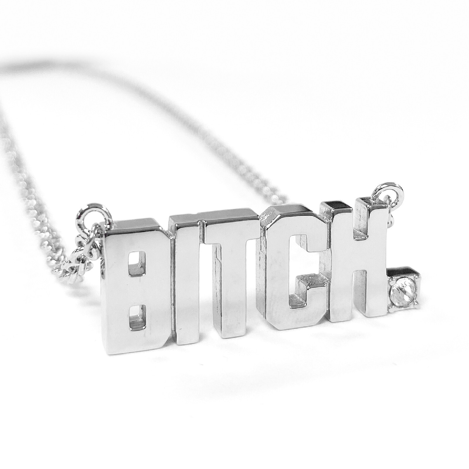 BITCH Pendant Block Letter Necklace with Swarovski crystal By Controse