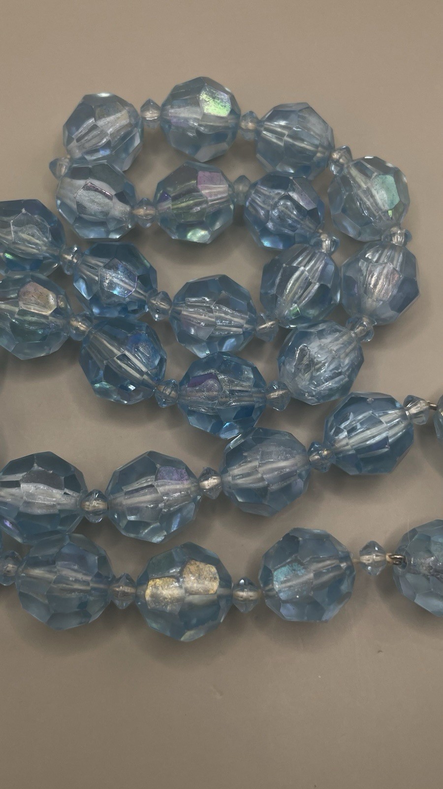 Austria Necklace Clip On Earrings Set Faceted Blue Beaded