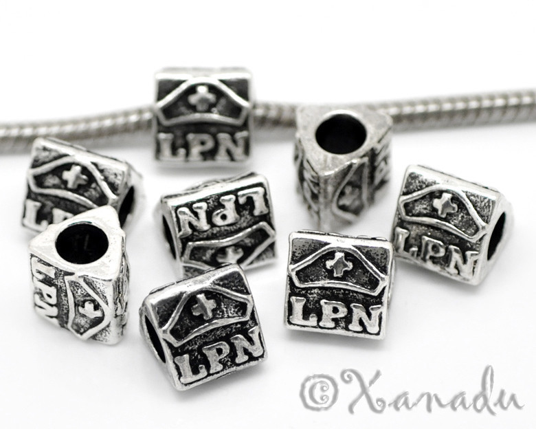 LPN Licensed Practical Nurse European Bead With Nursing Cap For Charm Bracelets