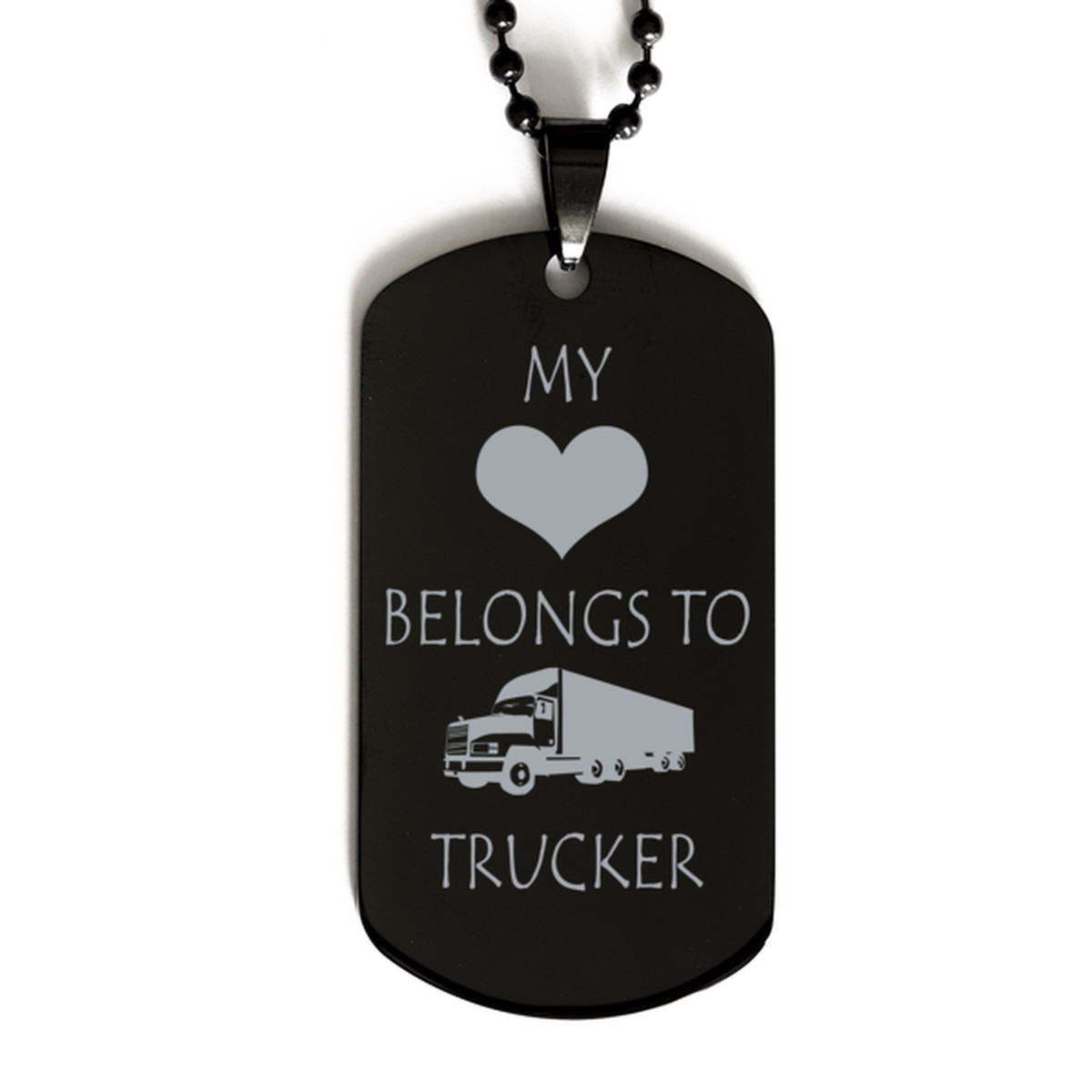 Trucker Dog Tag,My heart belongs to trucker,Trucker gifts necklace,Truck Driver