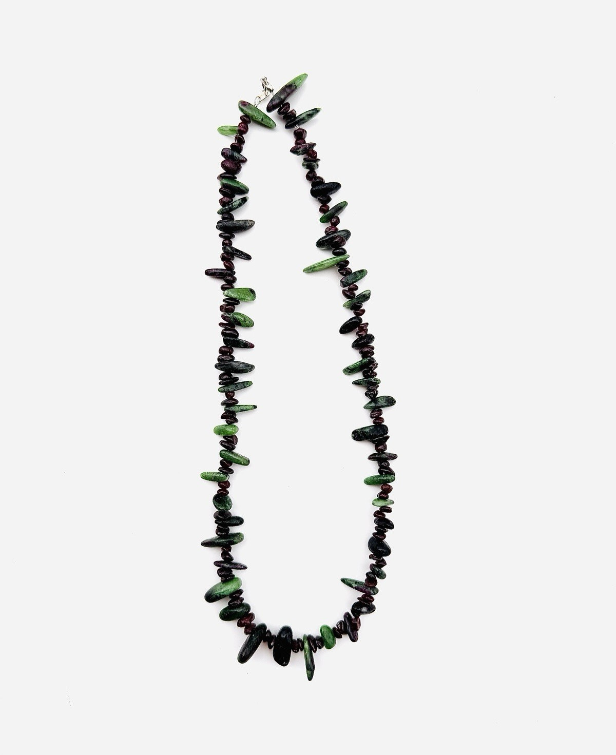Rooted Embers Ruby Zoisite Garnet Gemstone Asymmetrical Beaded Boho Necklace
