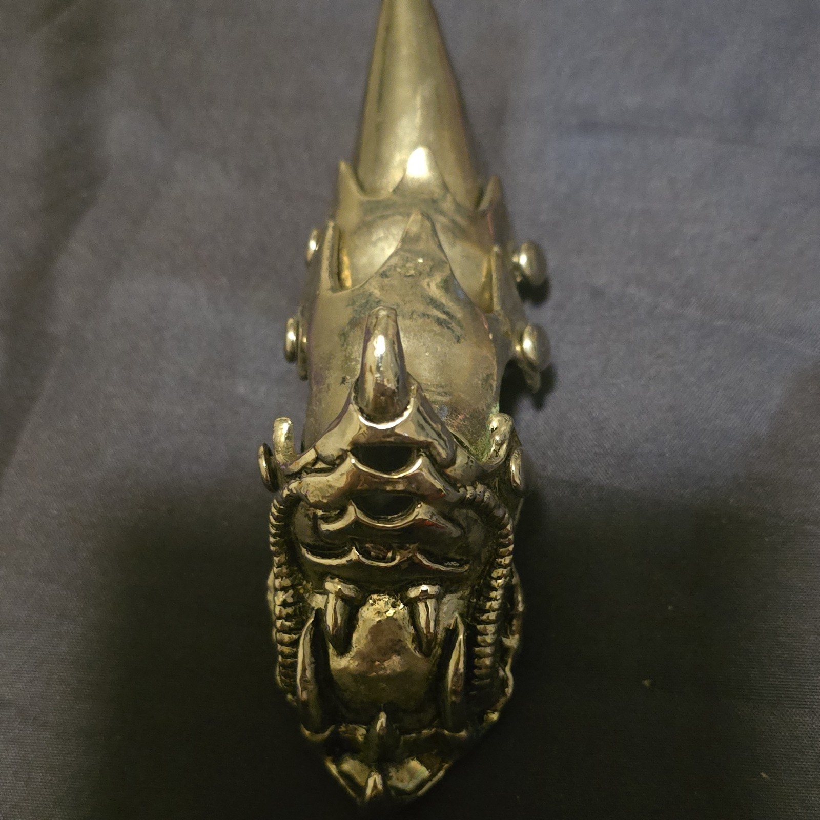 Silver Tone Full Finger Armor Ring Size 13.5 Metal Adjustable No Stone
