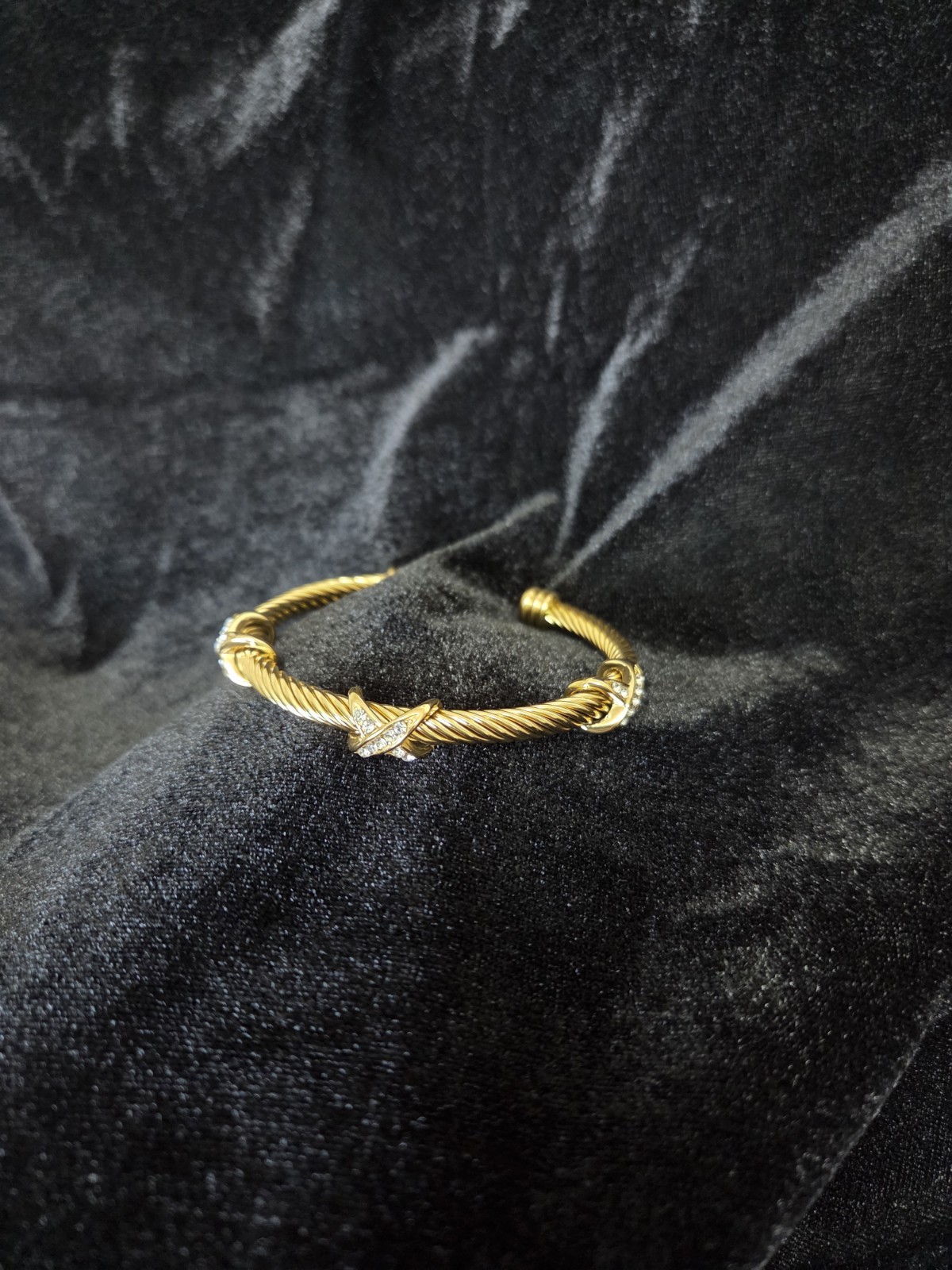 Gold-Tone Rope Chain Knot Cuff Bracelet Adjustable Open Bangle