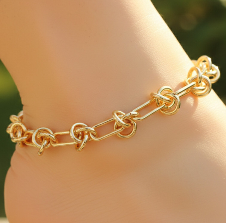 Gold Plated Minimalist Foot Jewelry Elegant Adjustable Handcrafted Charm Anklet