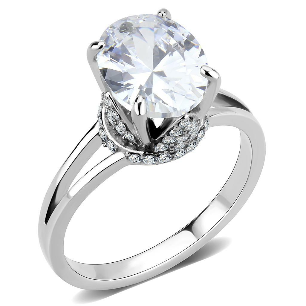 DA314 – No Plating Stainless Steel Ring with AAA Grade CZ in Clear