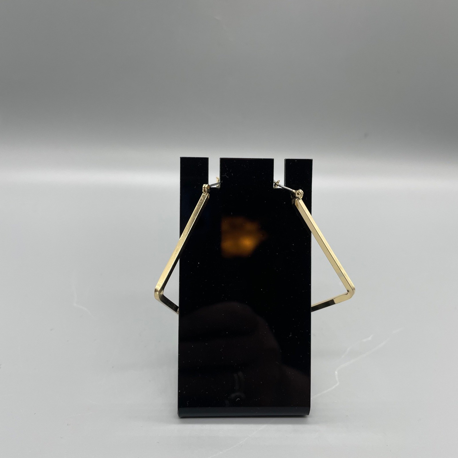 Gold Tone Geometric Square Diamond Hoop Earrings Large Flat Edge Statement