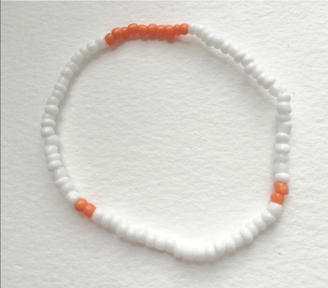White Orange Glass Seed Bead Stretch Stacking Layering Bracelet Gift For Her