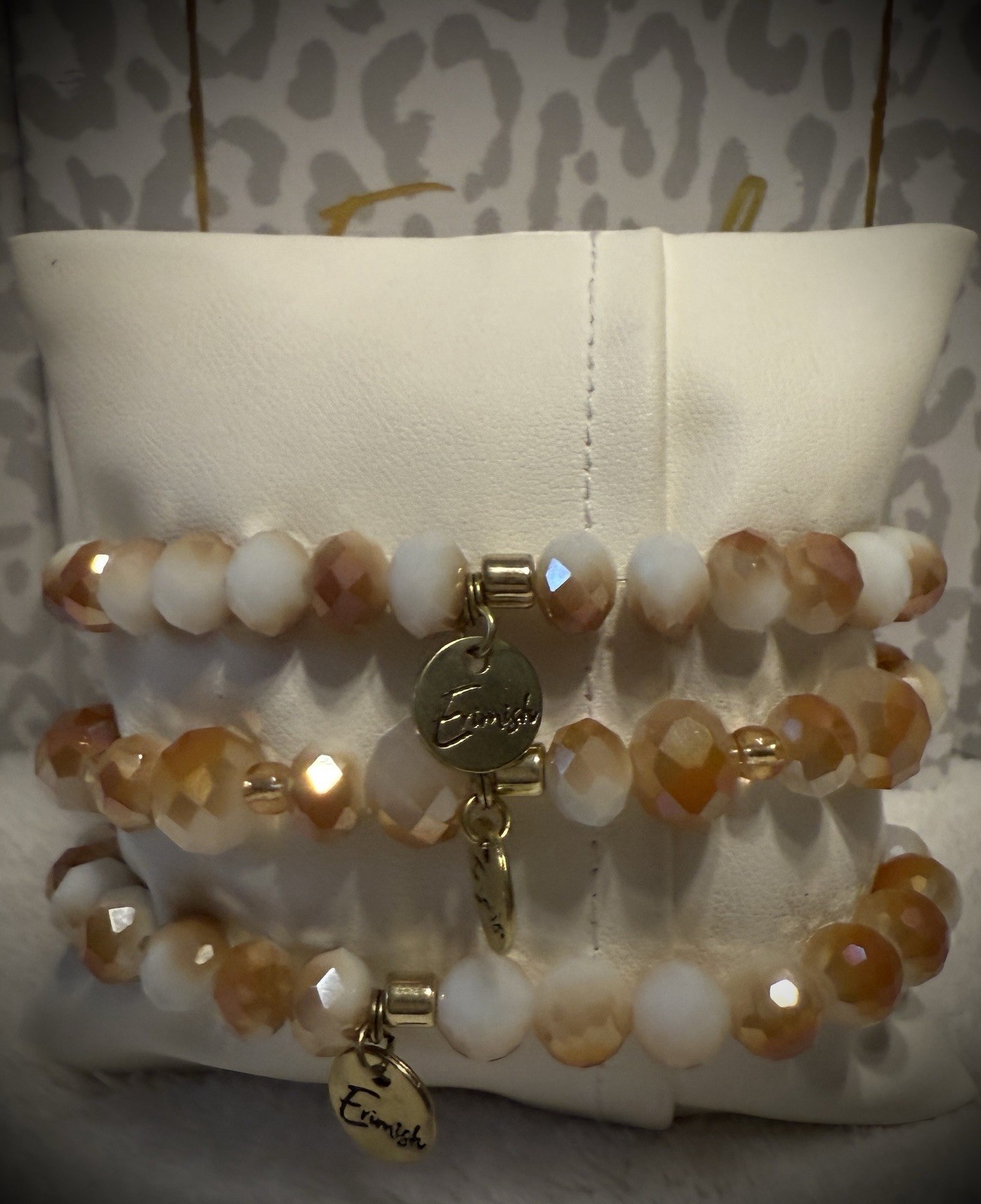 New ERIMISH Bracelets- 3 Pc – Caramel, White & Gold-CHOICE OF STYLE #1, #2 or #3