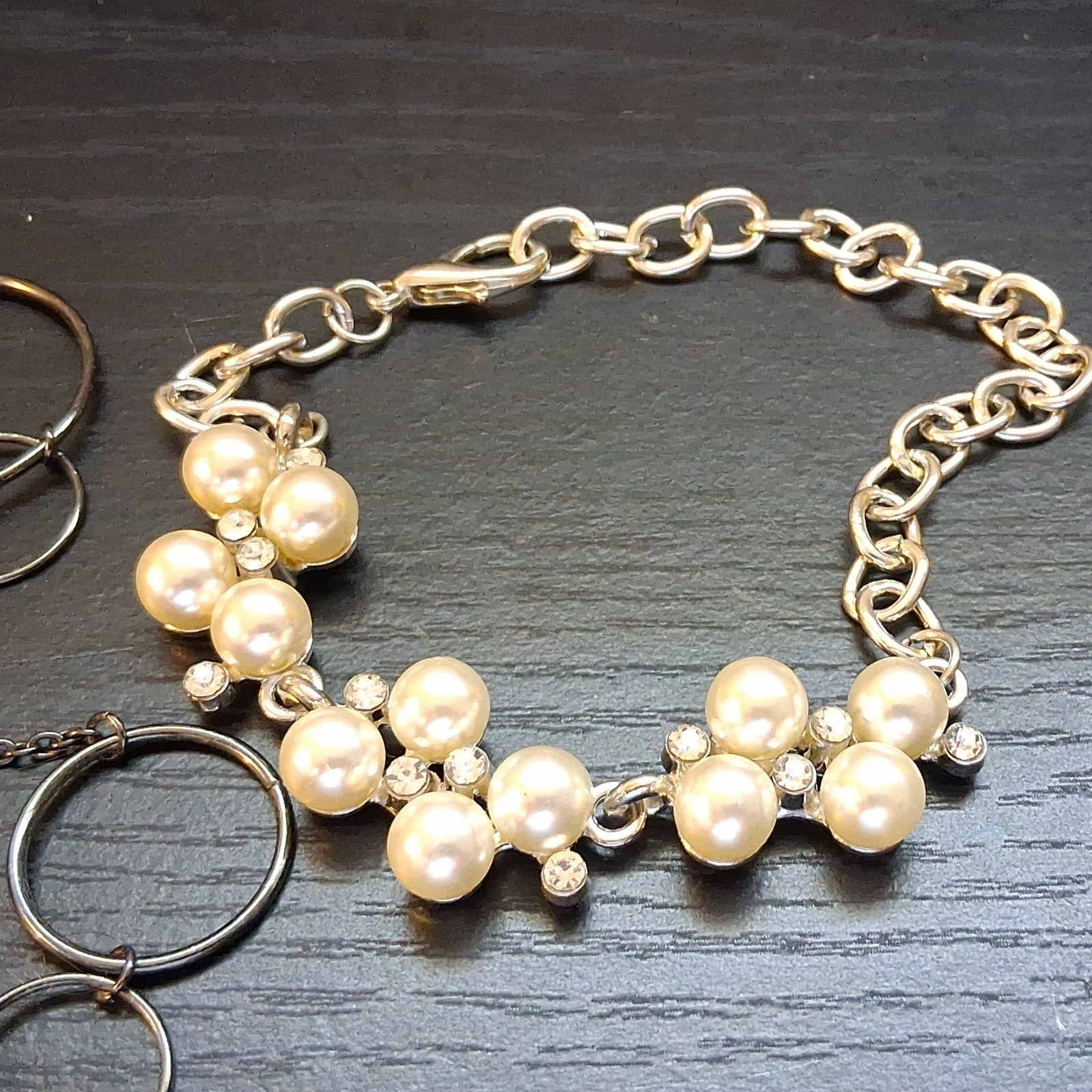 Necklaces 2 Pieces Pearl Cluster And Black Chain Link Long Necklace