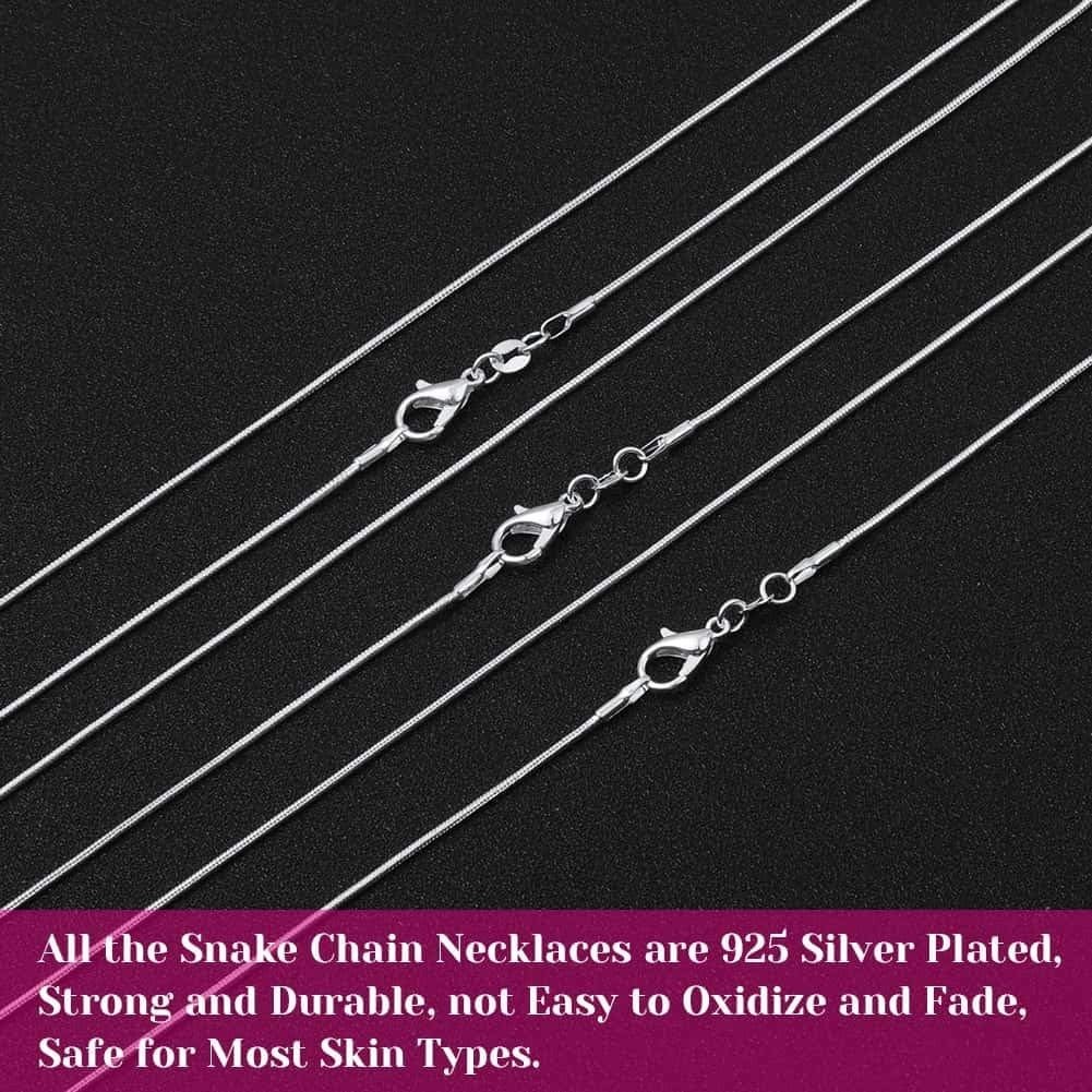 Bulk Silver Plated Snake Necklace Chains 24 Inch Pack of 30 for Jewelry Making