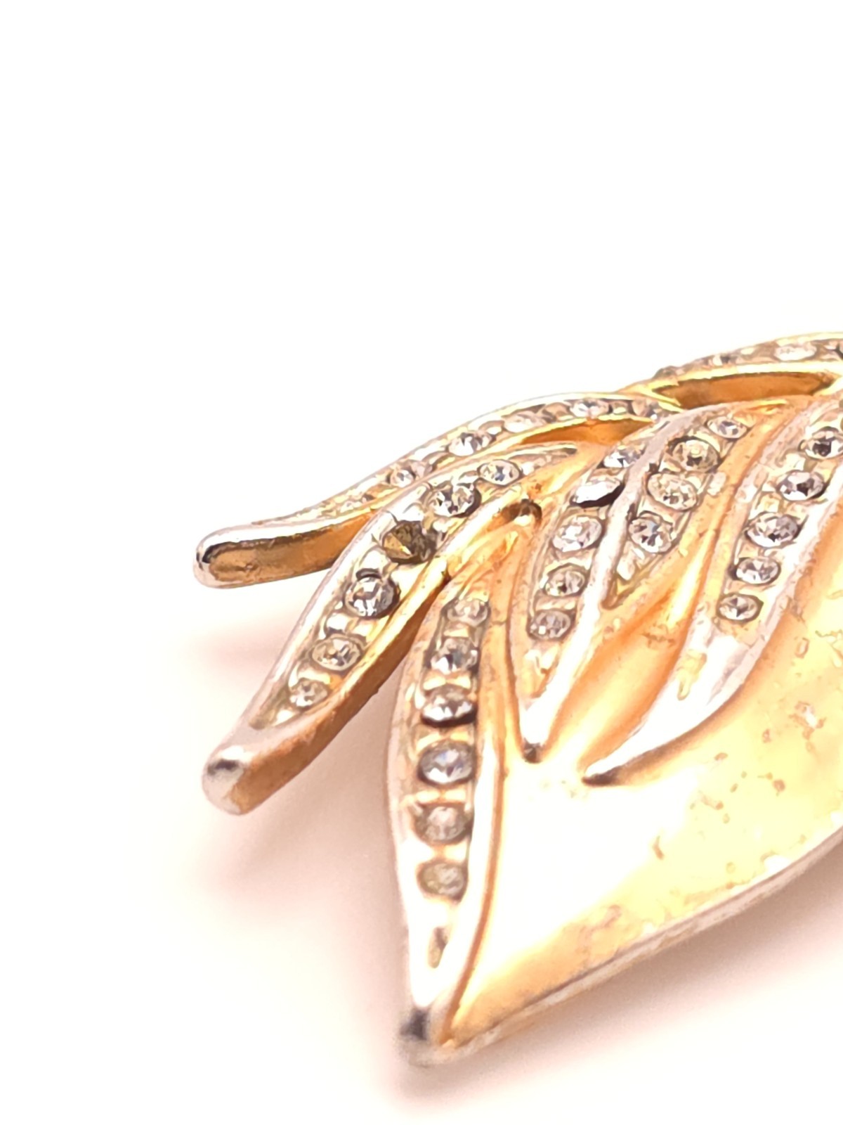 Vintqge Gold Tone Horse Head Clear Round Crystal Rhinestone Brooch Pin