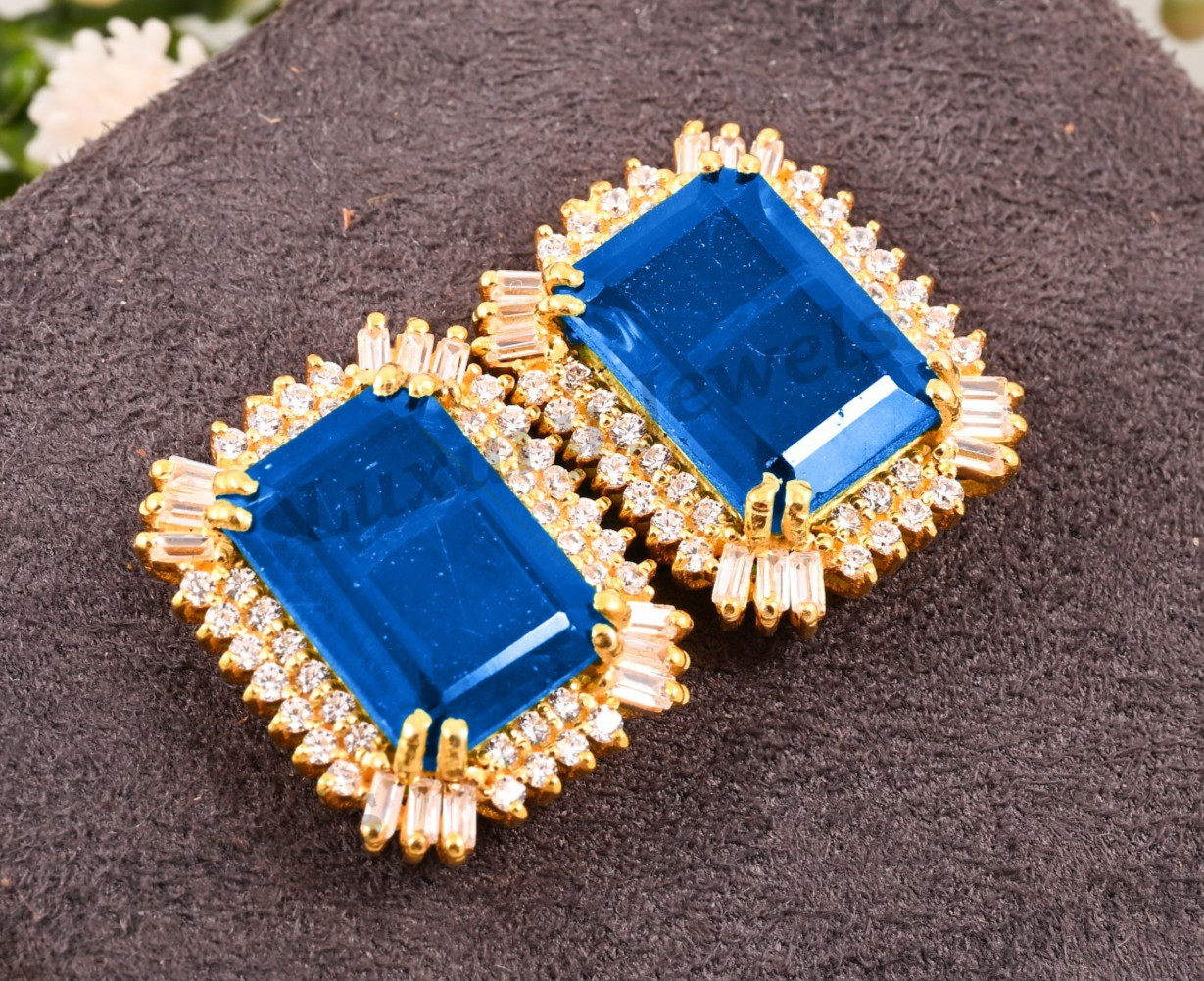 Natural Swiss Blue Topaz Sterling Silver Earrings Handmade Fine Jewelry Gift