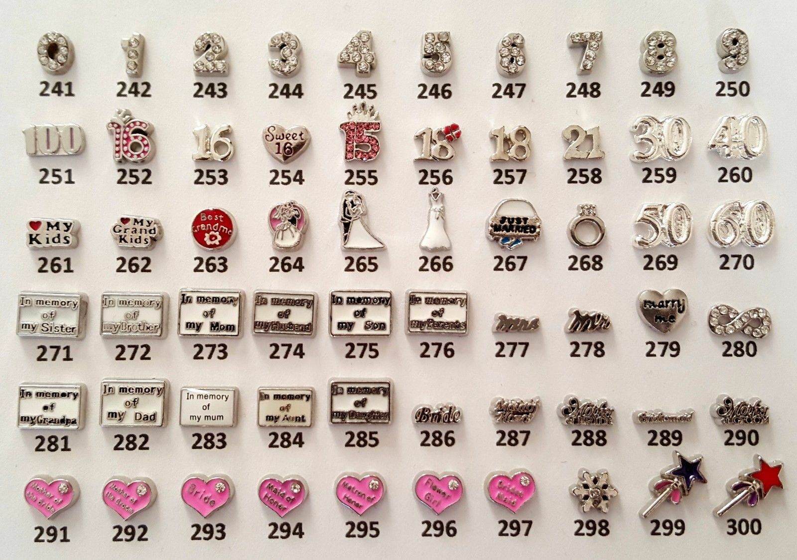 5pcs Best Quality Floating Charms For Memory Locket Necklace Pendant Keyring
