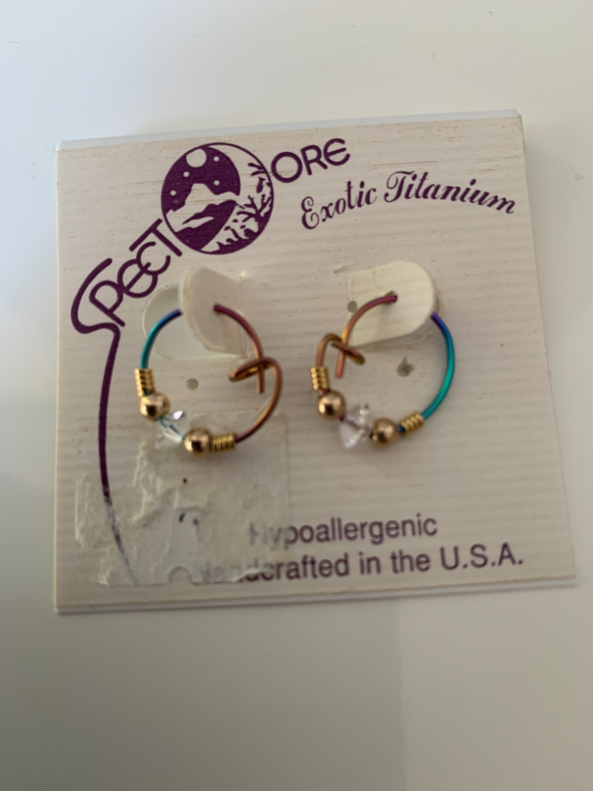 Small Titanium Hoop Earrings With 24ct Gold, Wire & Crystal Beads