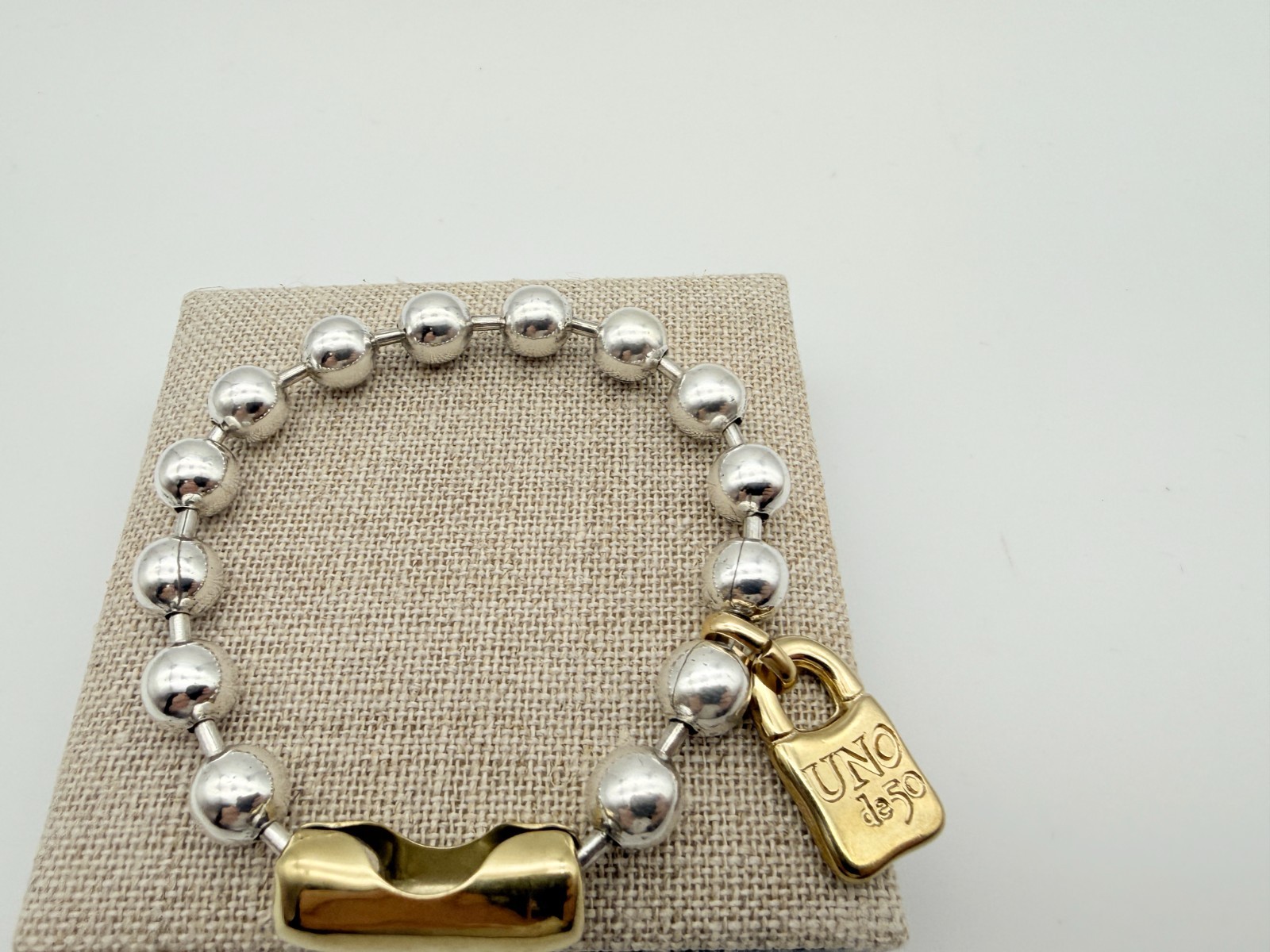 NEW Uno de 50 SNOWFLAKE Bracelet Sterling Silver 18k Gold Plated Beads Large