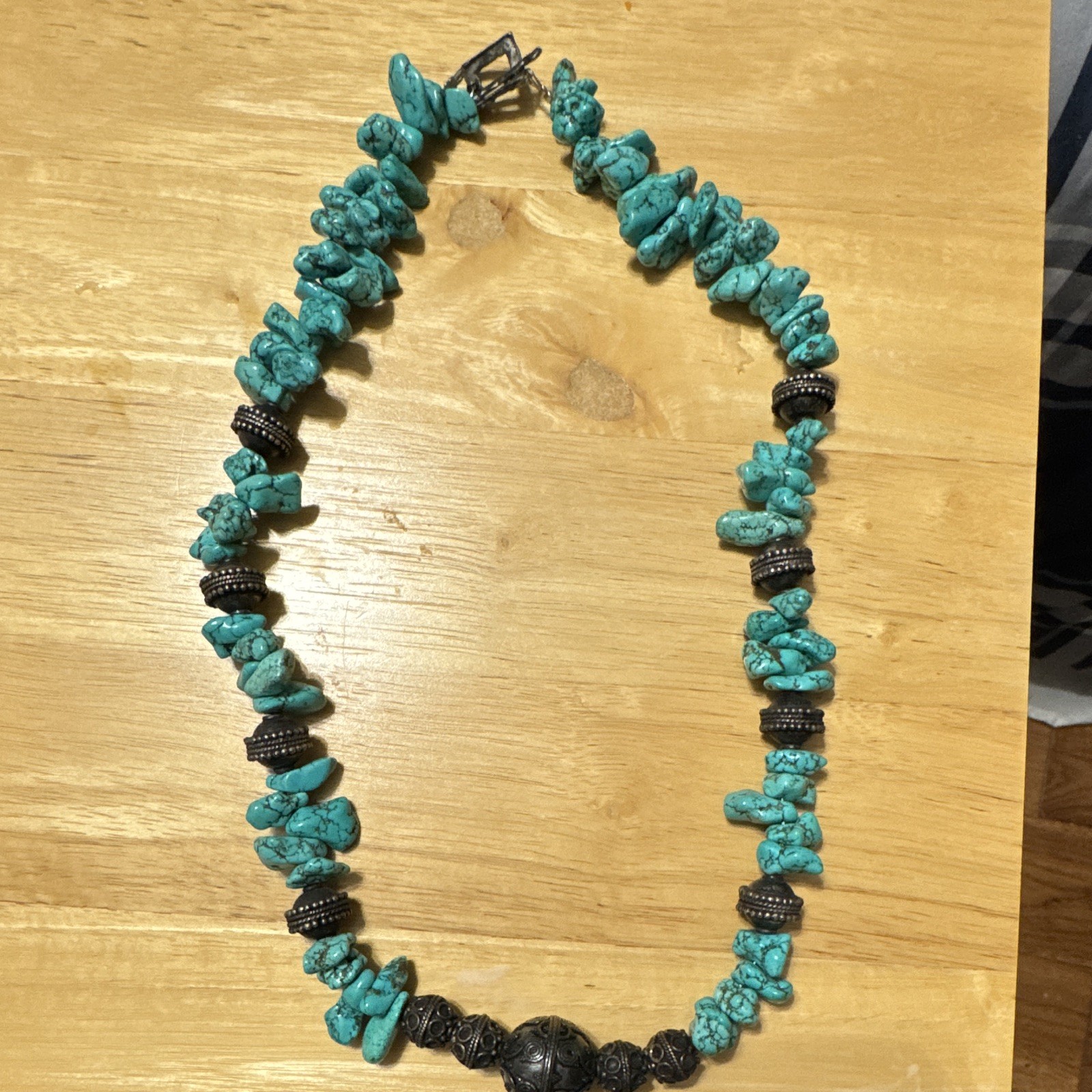 Sterling Turq Nugget Lg. Necklace