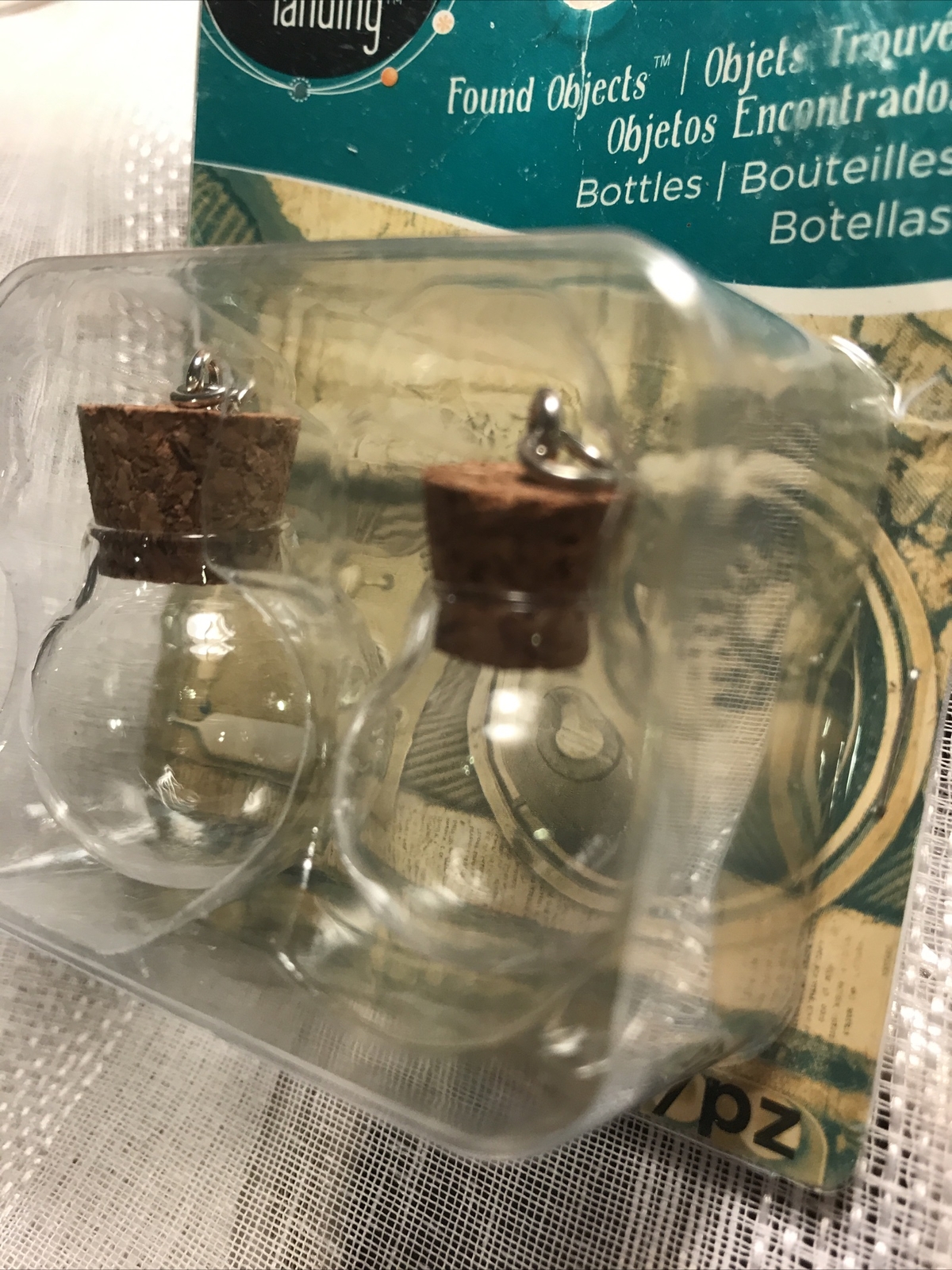 Found Objects Clear Round Bottles Corks 2pc NEW Jewelry Making Charms Pendent