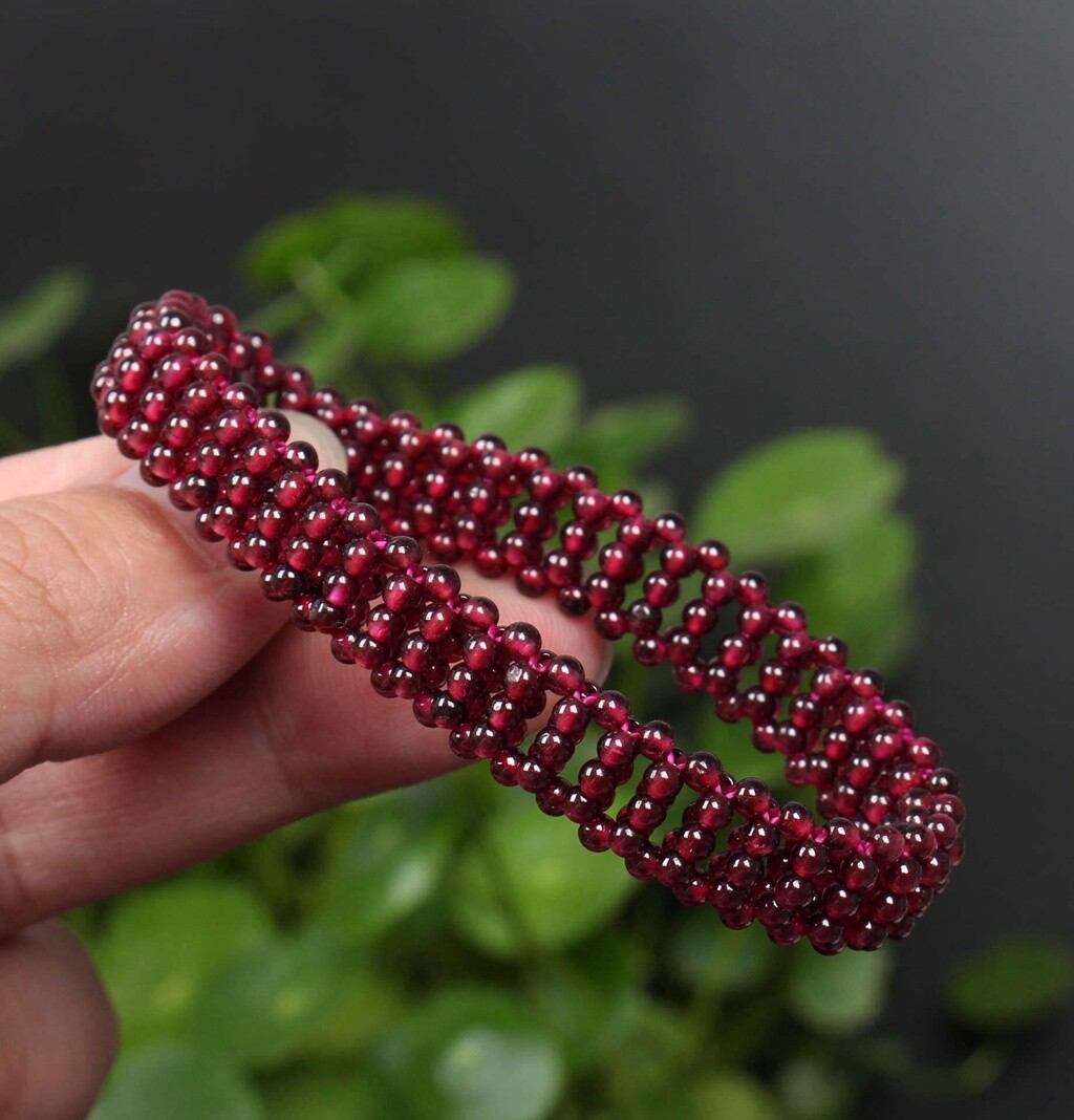 Cert’d Untreated Natural Wine Red Garnet Crystal Round 3mm Beads Women Bracelet