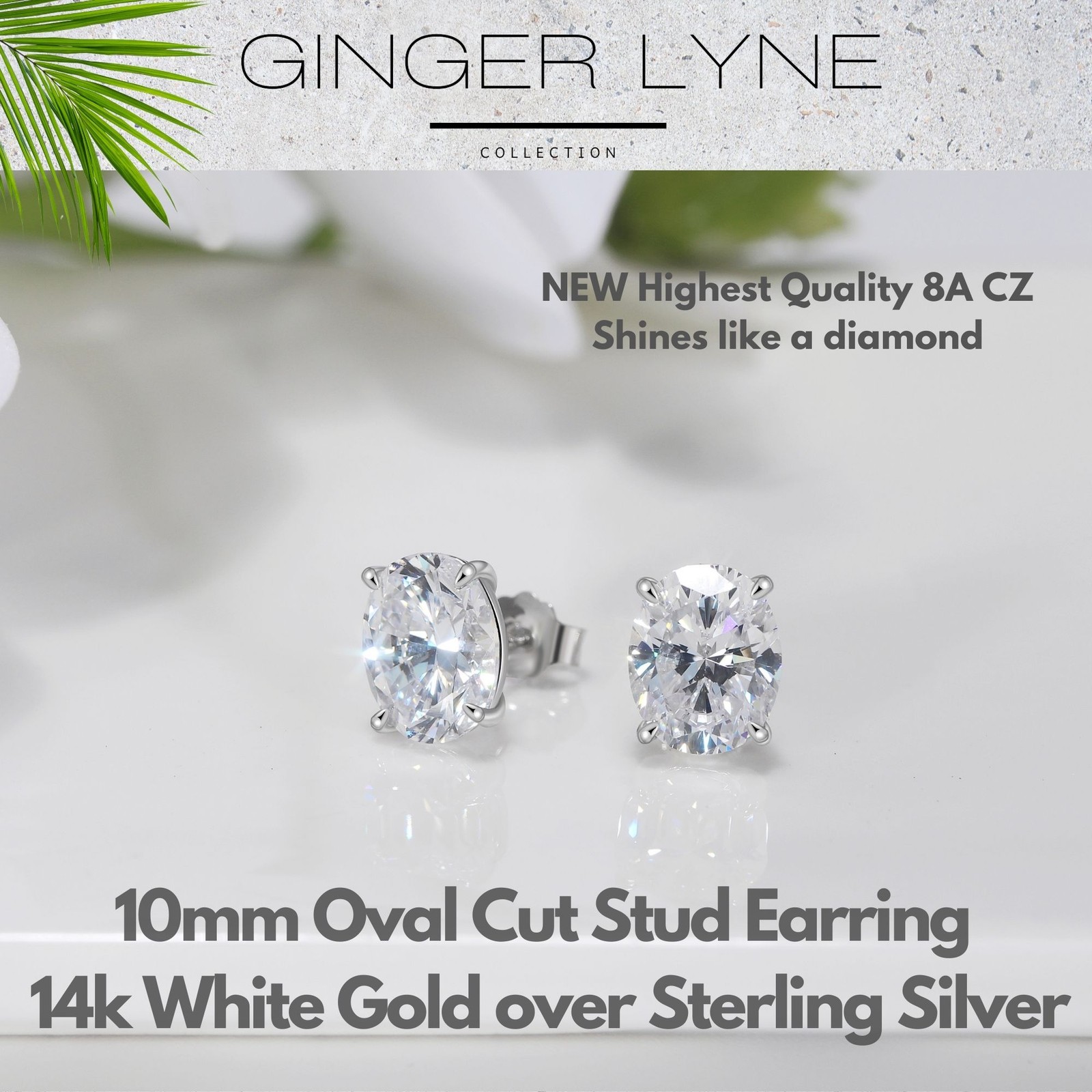 Oval Cut Stud Earrings for Women 5 Ct Simulated Diamond Sterling Silver Ginge…